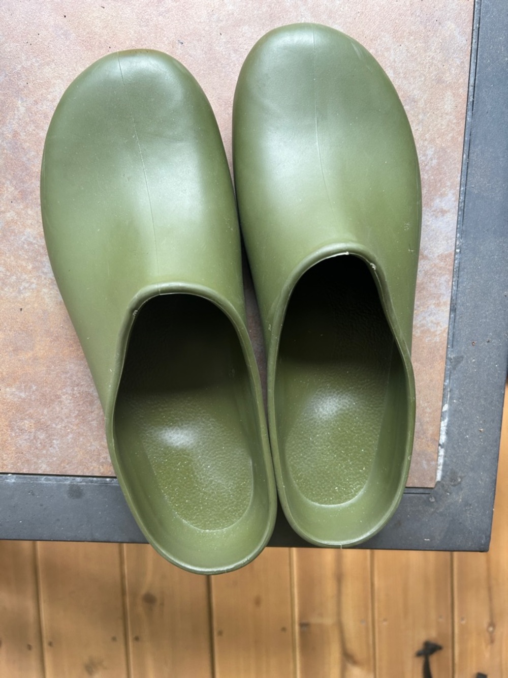Olive Green Slip-On Clog Shoes